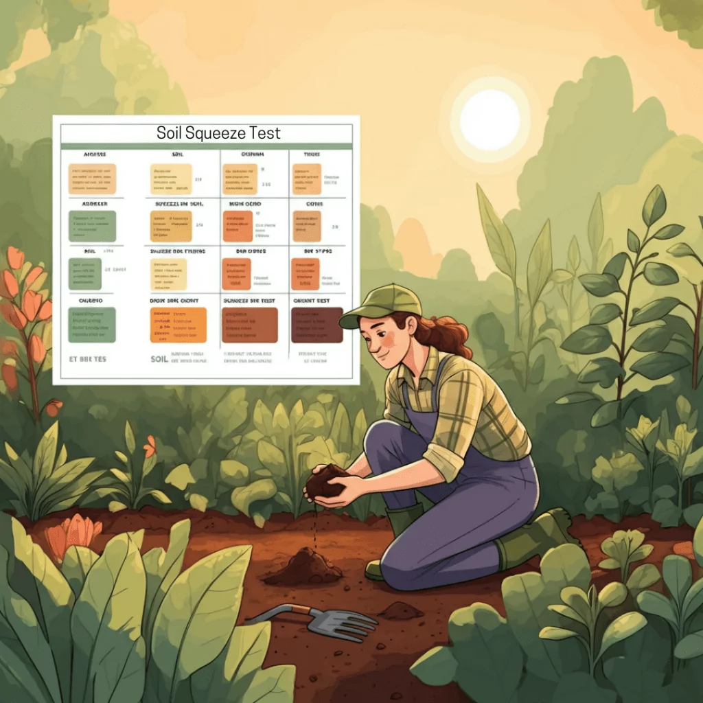 Gardener on knees in garden  testing soil samples.