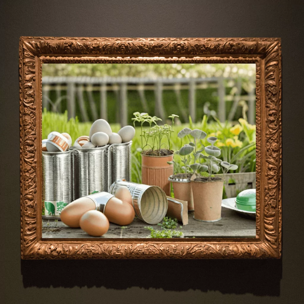 Ornate Picture Frame
Image of Recycled Pots: Clean tin cans, egg boxes and Paper Pots