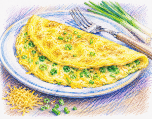 Spring Onion and Cheddar Omelette
