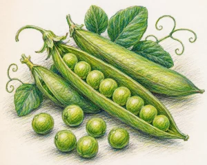 sketch of peas in a pod